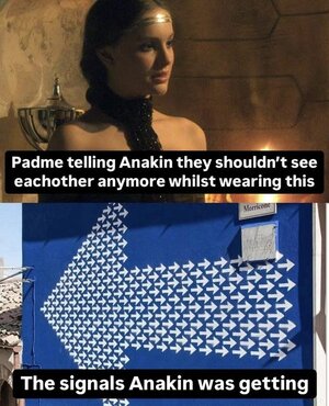 Padme telling Anakin they should not see each other wearing that.jpg