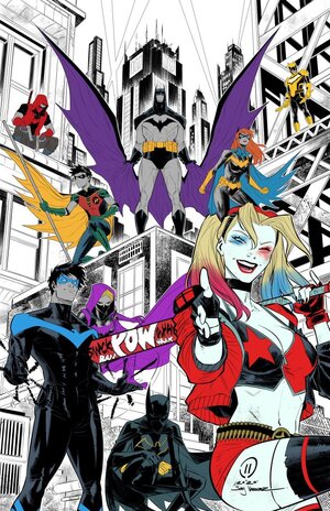 Harley Quinn and The Bat Family by Joey Vazquez.jpg