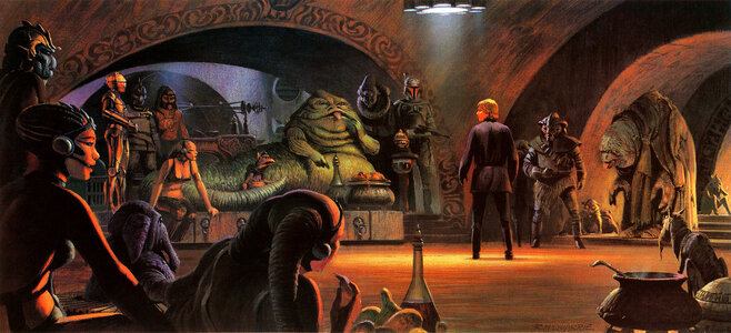 Luke meets Jabba at palace  by Ralph McQuarrie (2).jpg